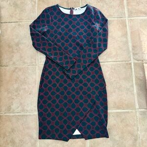 1.state Navy and Burgundy Envelope Wrap Dress